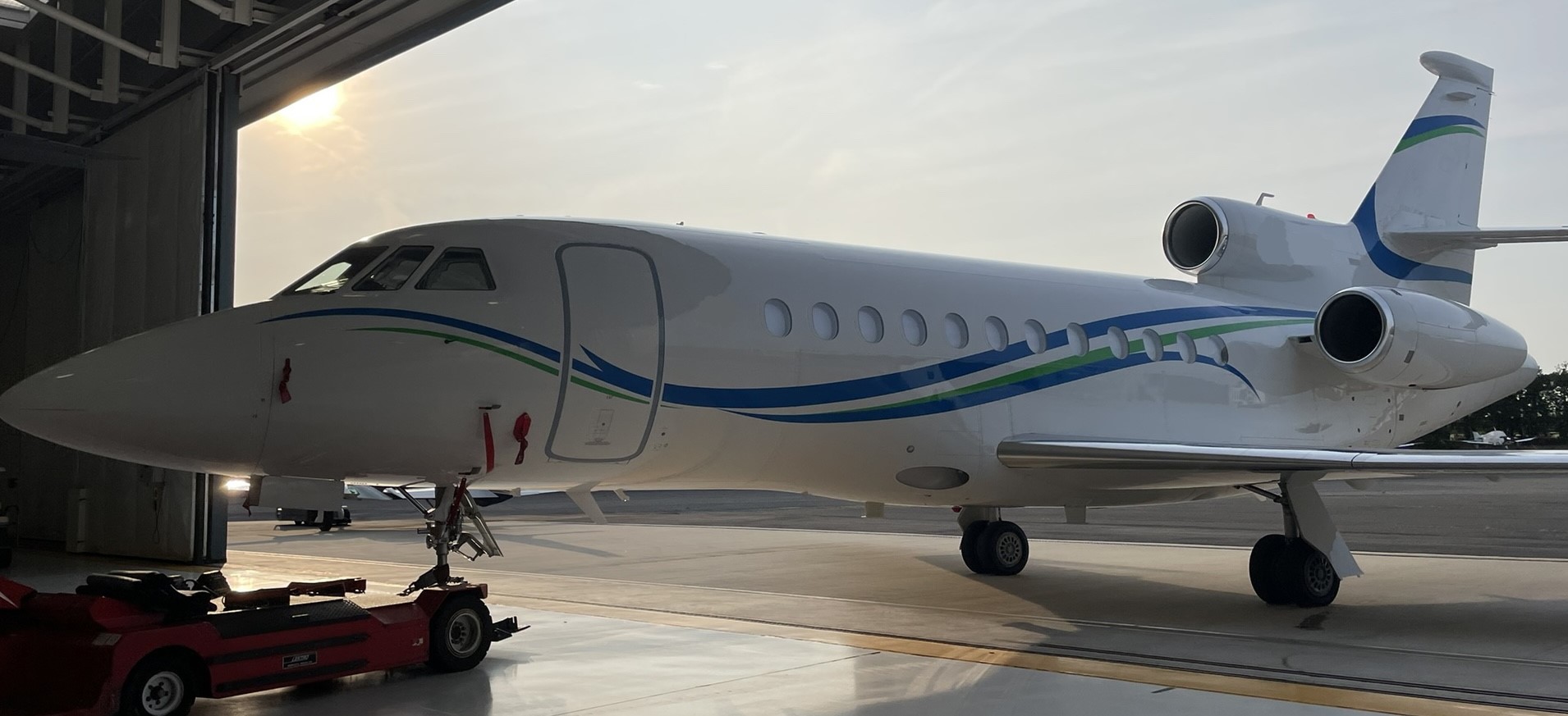 Plane moving into Hanger