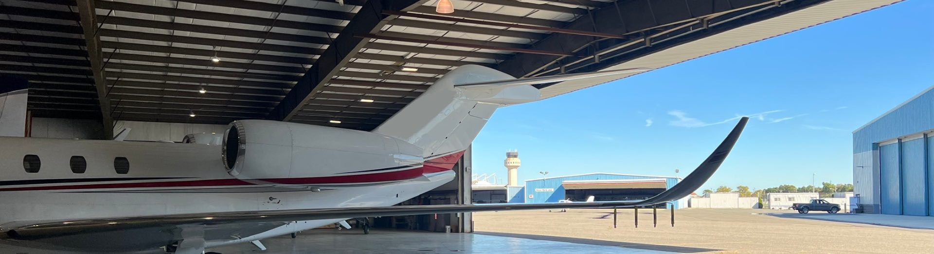 Plane parked in hanger 