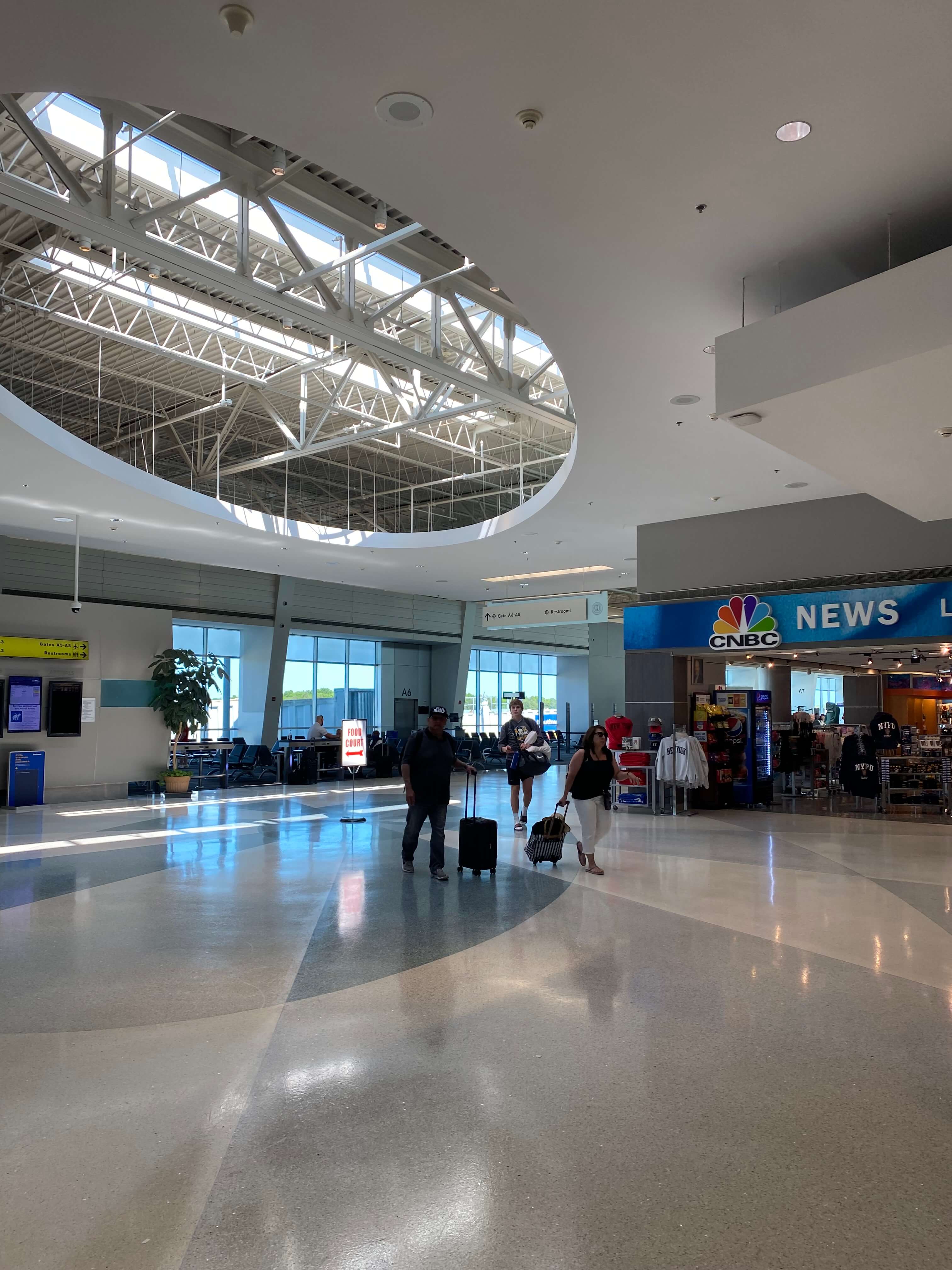 Inside MacArthur airport terminal