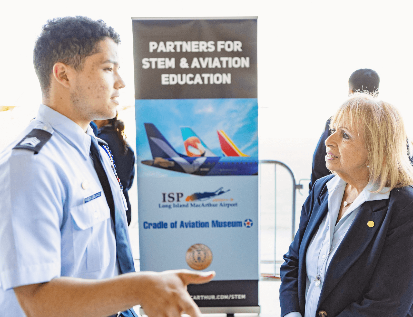 Image of Aviation student with  Town of Islip Supervisor Angie Carpenter